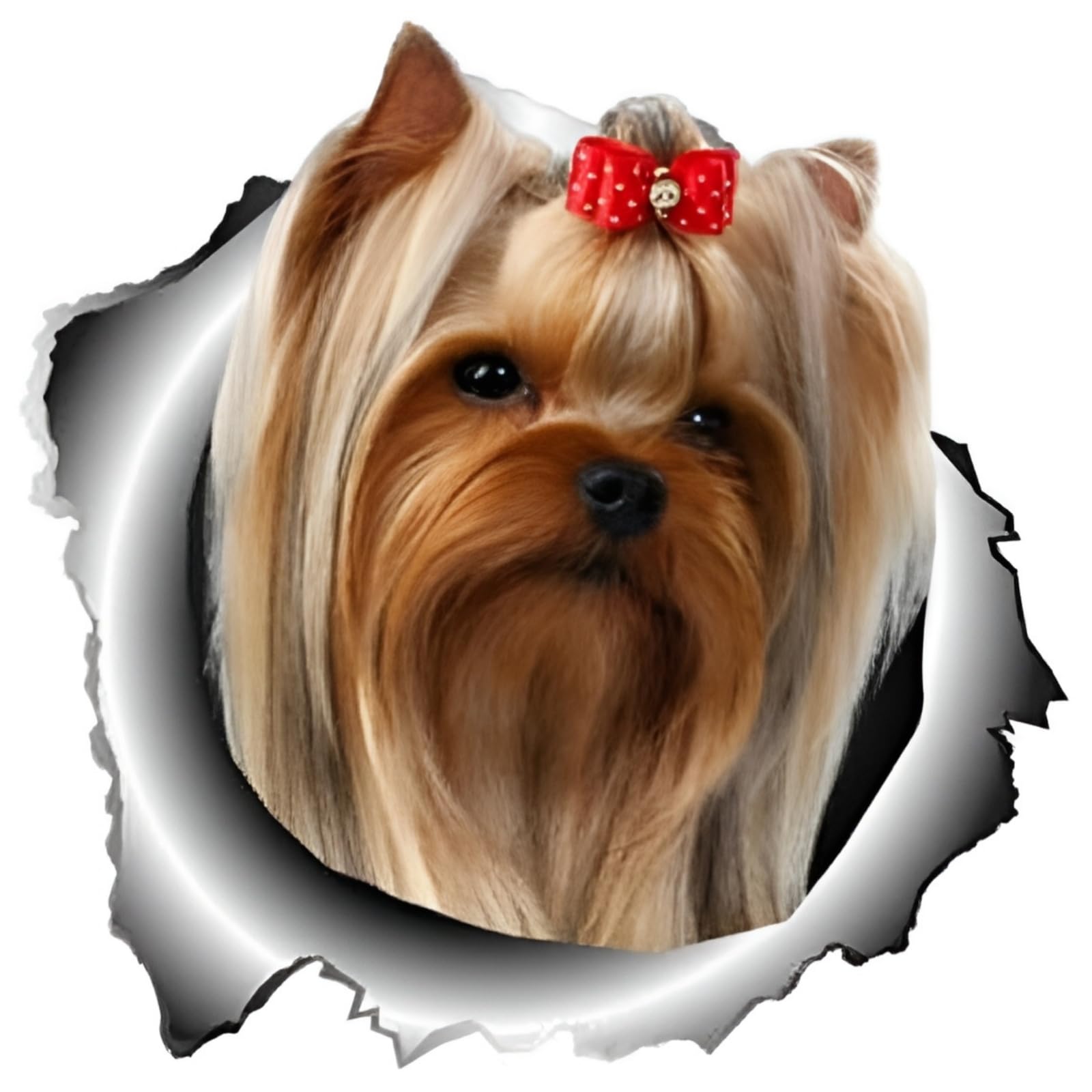 Französische Bulldogge Aufkleber, 3D Zerrissener Effekt, Was