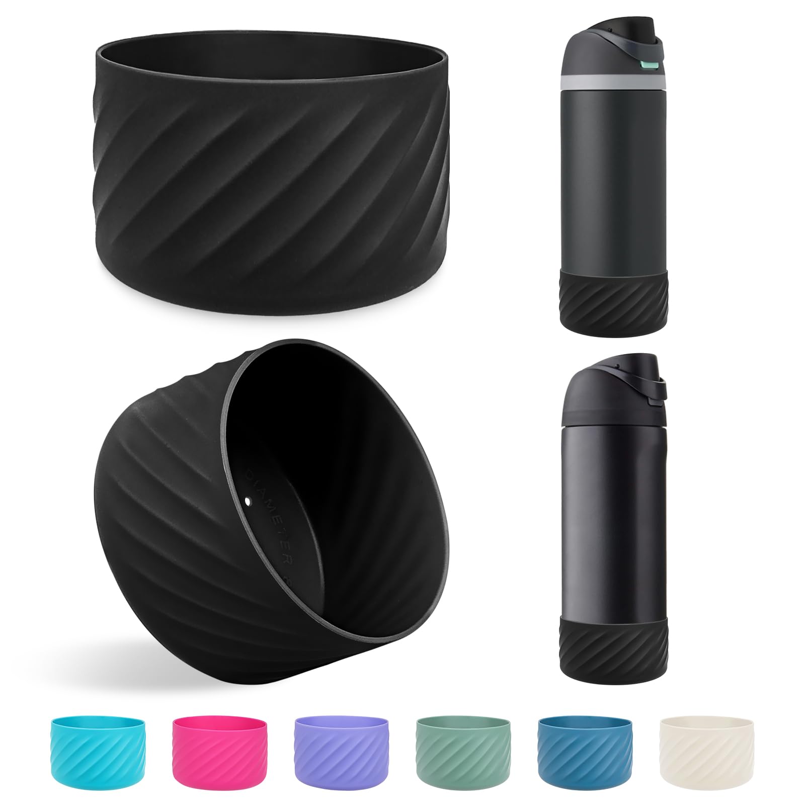 2Pcs Silicone Boot Base Sleeve for Owala Water Bottle FreeSip Twist and Flip Protective Silicone Bottom Bumper for Owala Flask Water Bottle
