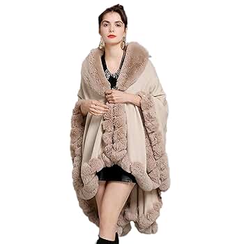 Old DIrd Elegant Faux Fox Fur Collar Knitted Cardigan Shawl