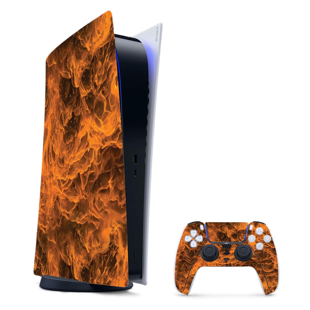 MightySkins Gaming Skin for PS5 / PlayStation 5 Digital Edition Bundle - Burning Up | Protective Viny wrap | Easy to Apply and Change Style | Made in The USA