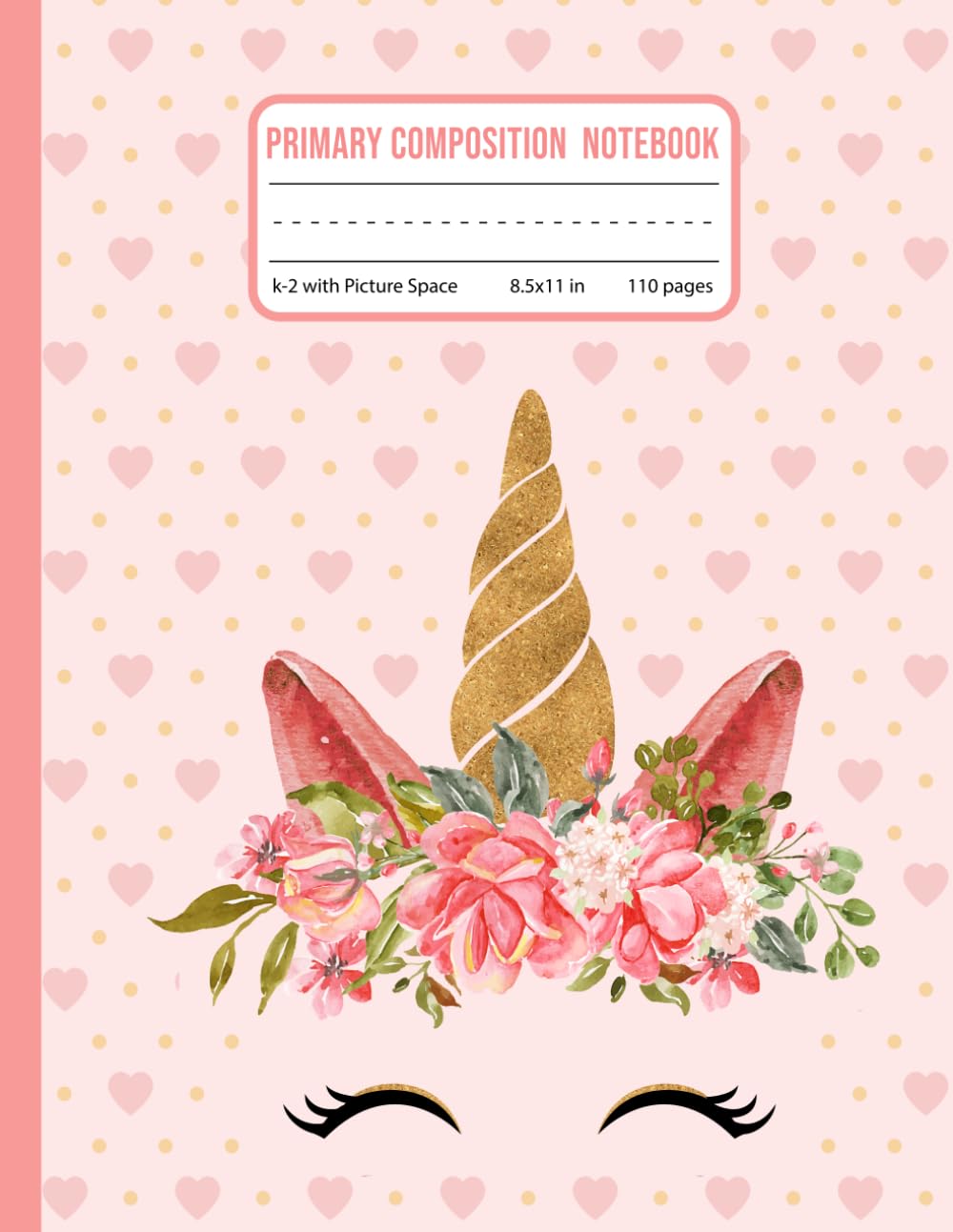 Primary Composition Notebook k-2 with Picture Space: Cute Pink Unicorn Primary Story Journal Grades k-2 Dotted Midline with drawing space on top the ... Handwriting Practice Paper for girls 8.5x11