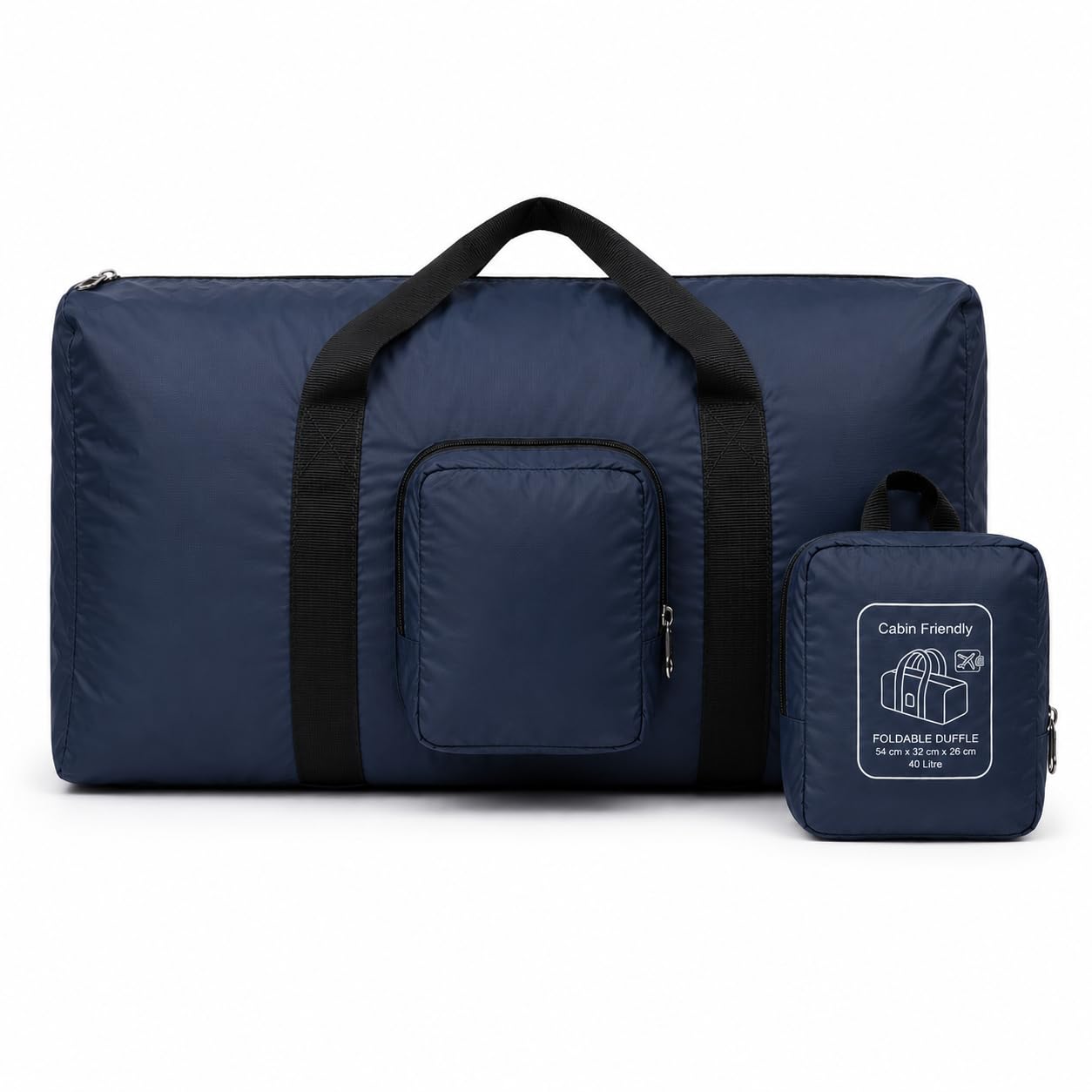 Foldable Travel Duffle Bag 40L Water Resistant Emergency Overnight Just in Case Bag for Men & Women (Navy Blue)-image-17