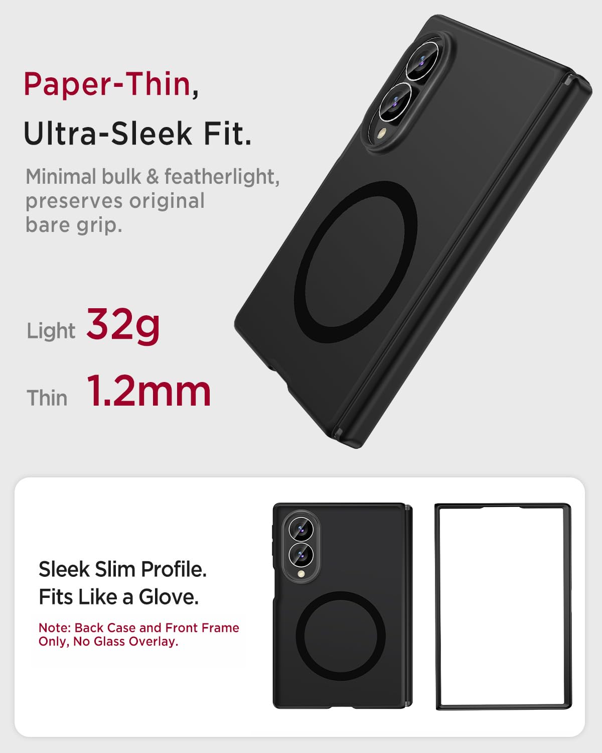 Miimall Custodia ultra sottile per Samsung Galaxy ZFold 8 con forte magnete e protezione per cerniere, ricarica wireless, robusta impugnatura antiscivolo di grado militare, custodia da uomo per Z