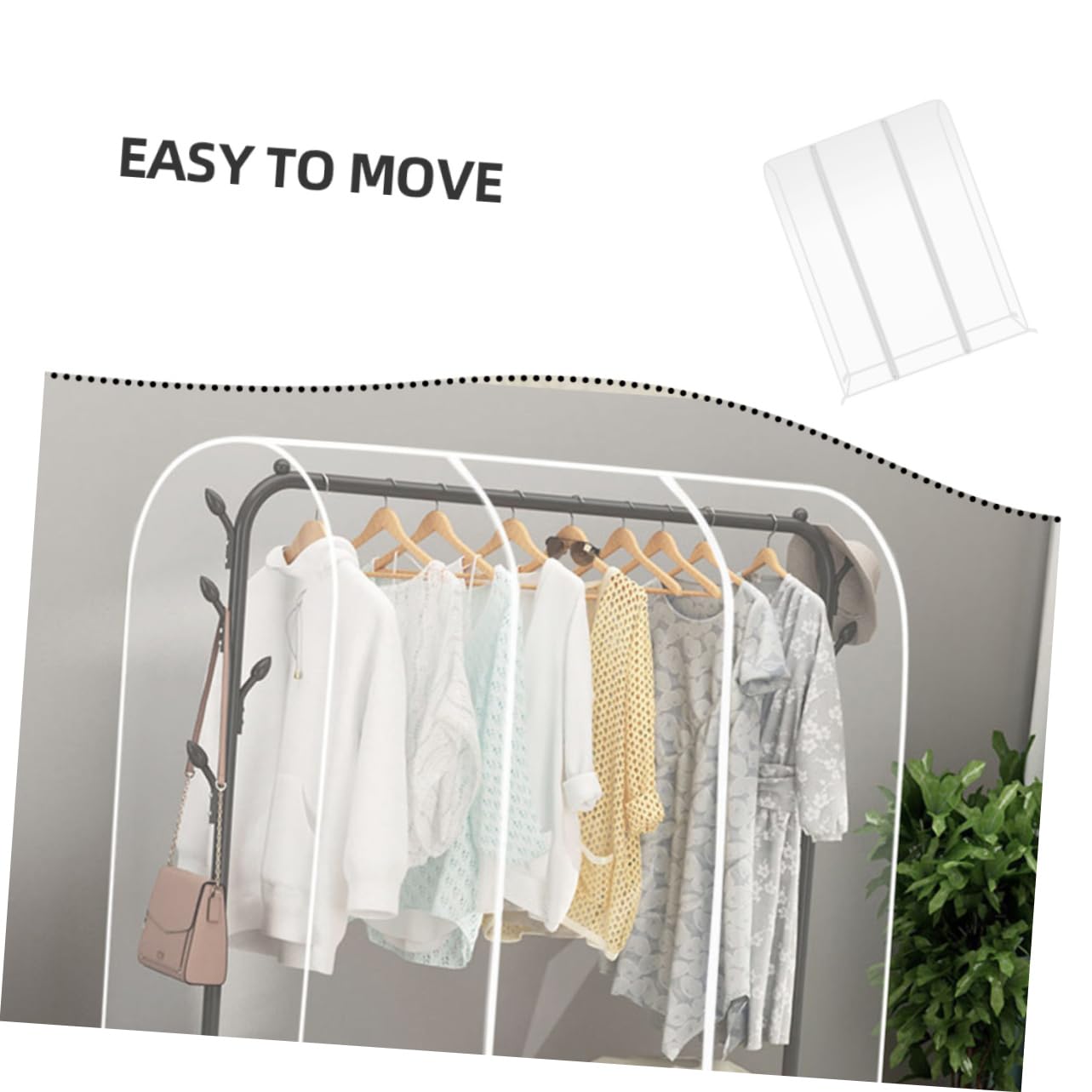 Mikikit Funda Antipolvo para Ropa Plástico Resistente Transparente con Cremallera para Colgar y Gran Capacidad, Protector Conveniente en Hogares y Hoteles