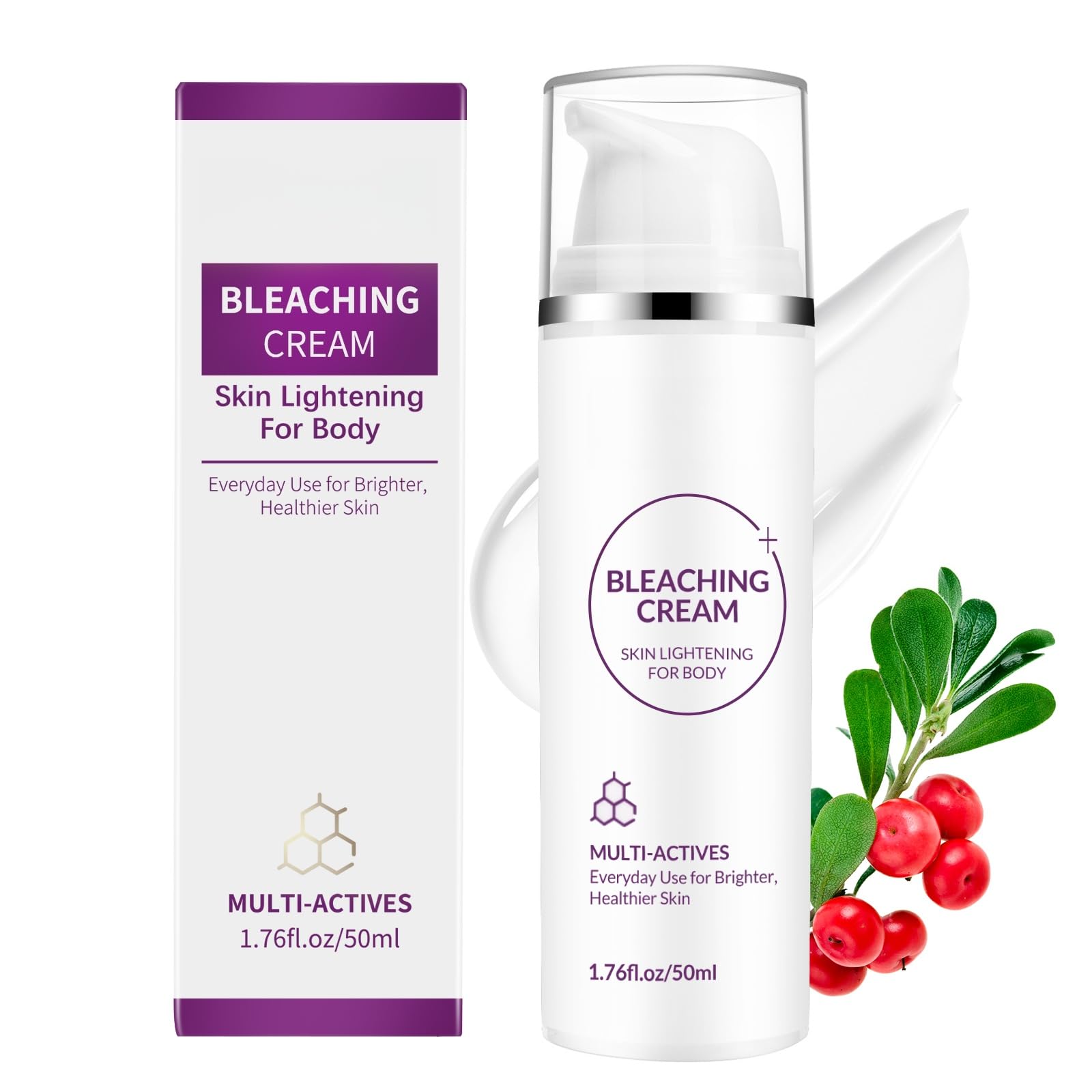 Skin Bleaching Cream, Skin Lightening Cream, Dark Spot Remover for Body, Elbows, Knees & Intimate Areas, Moisturizing Formula with Vitamin C, Lightweight & Fast Absorbing, 1.76 fl oz