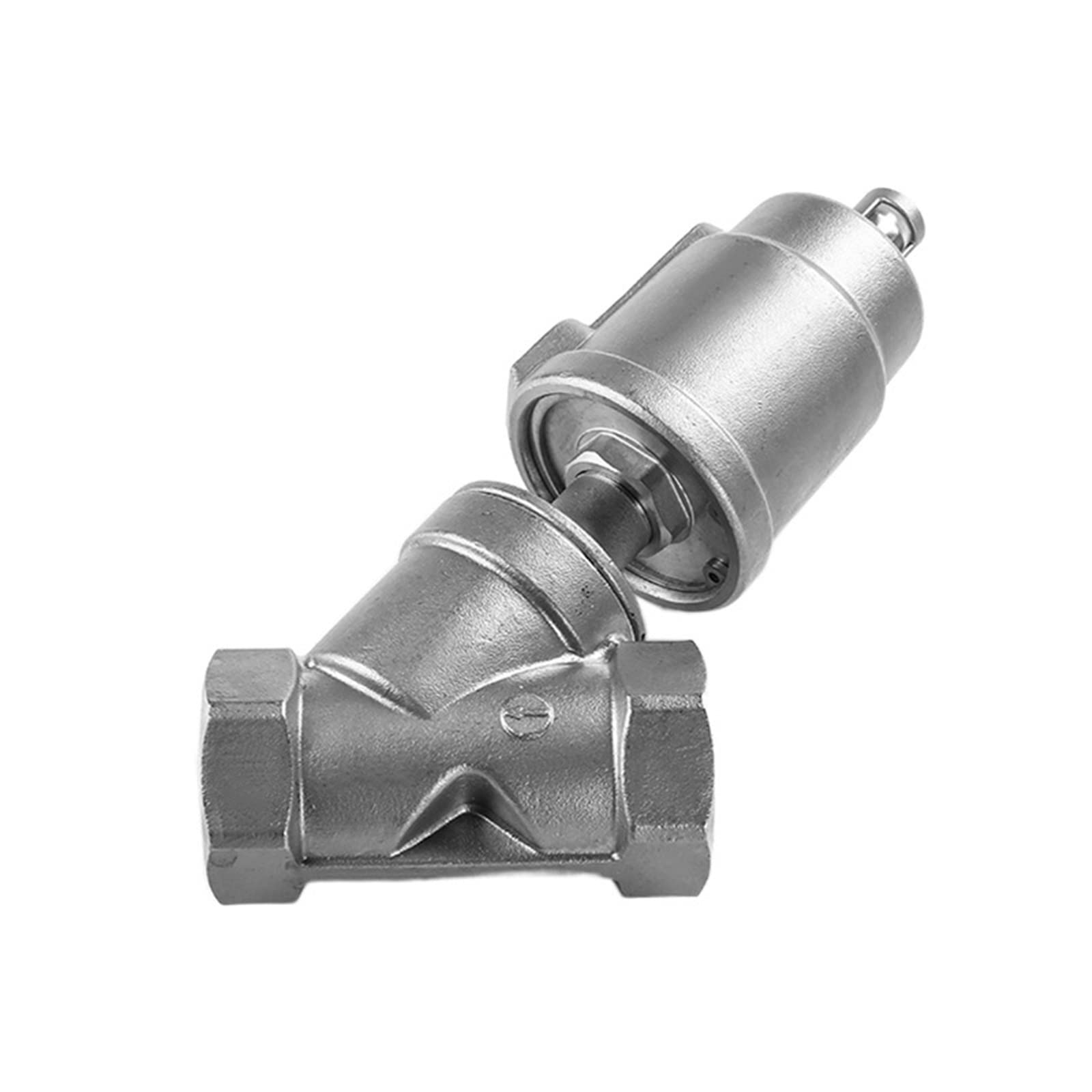 QRUYHBAJU Withstand high Pressure and Temperature Extremes DN25 304 Stainless Steel Pneumatic Actuator Angle Seat Valve Normally Closed Pneumatic Seat Valve(Single Acting)