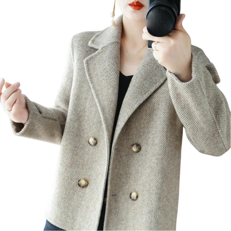 Veste cachemire femme kaki coupe courte décontractée en taille L - 6