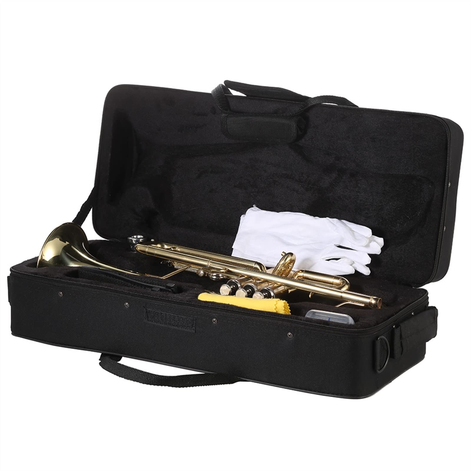 Anfänger Trompete Trompete BB B Flache Trompete Messing Gold-lackiertes Exquisites Dauerhaftes Musikalisches Instrument