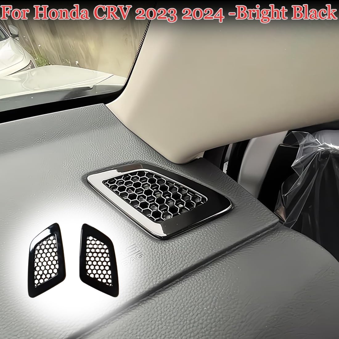 MUXEE 2PCS Dashboard Upper Air Vent Cover Trim for Honda CRV 2023 2024 2025 2026 - ABS Bright Black Sport Interior Accessories