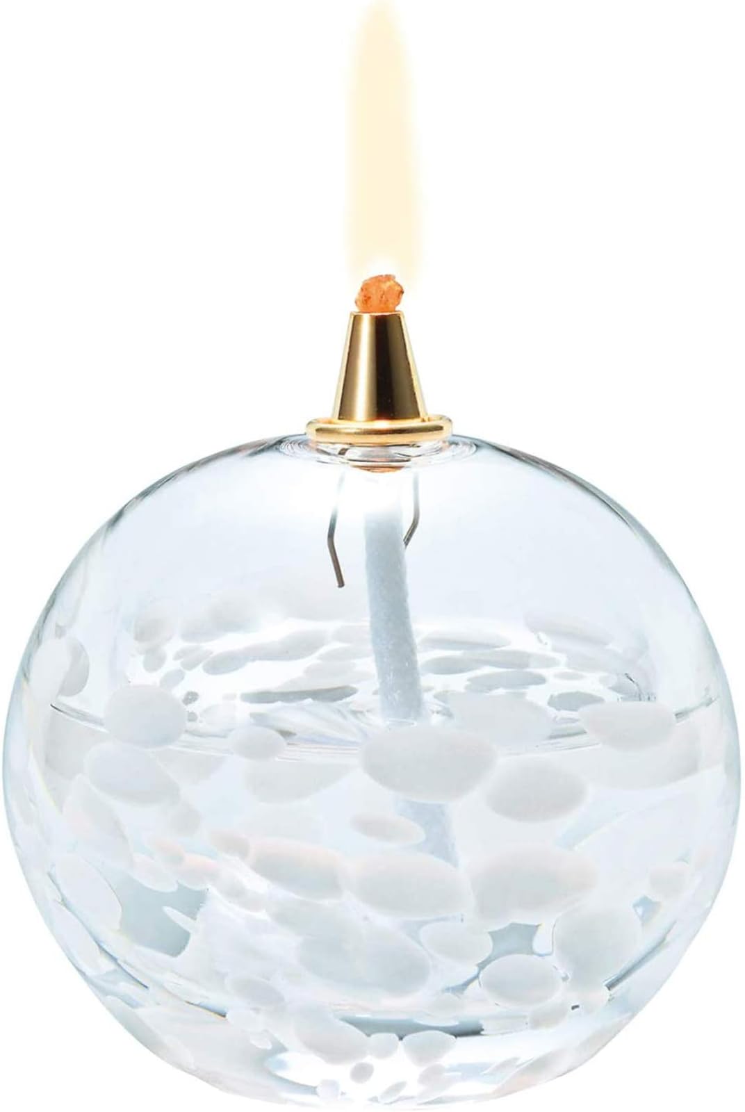 IPPINKA Tsugaru Biidoro, Handcrafted Glass Oil Lamp, Snow White, Product of Japan
