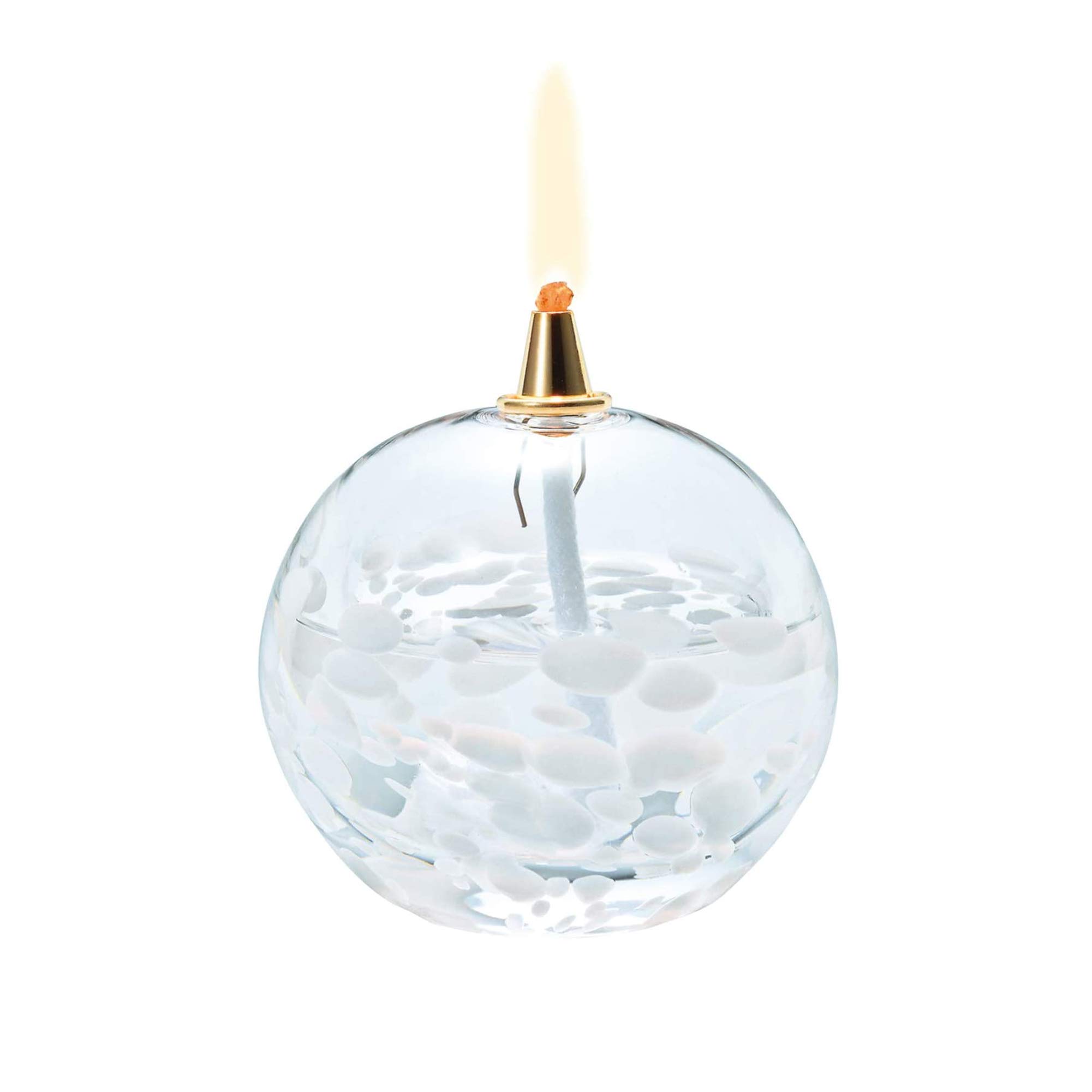 IPPINKA Tsugaru Biidoro, Handcrafted Glass Oil Lamp, Snow White, Product of Japan