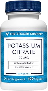 The Vitamin Shoppe Potassium 99MG - Heart Health, Blood Pressure & Electrolyte Balance Support, Essential Mineral (100 Capsules)