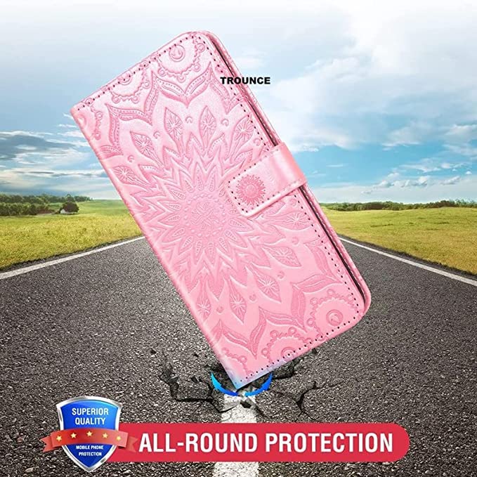 Image of TROUNCE Queen Faux Leather Flip Case Cover with Card Cash Holder Wallet Case | Magnetic Lock Mobile Cover |Back Case - Pink for Samsung Galaxy A54 5G