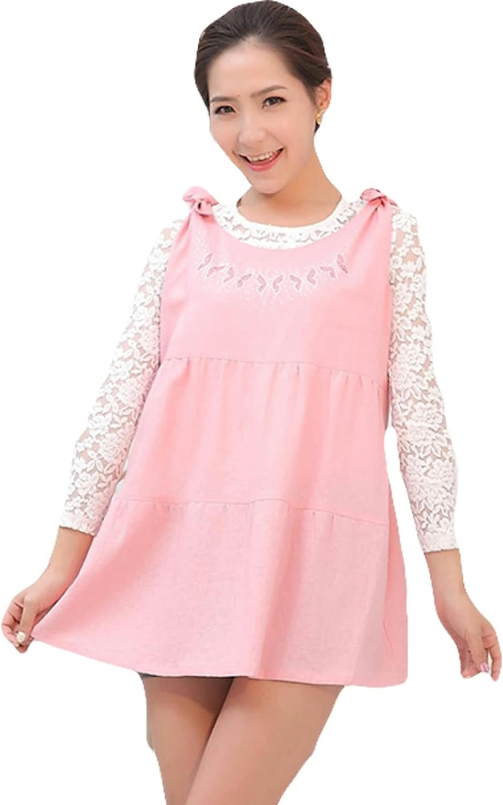 Gilet et robe de maternité anti-radiation en fibre d'argent - Taille unique rose