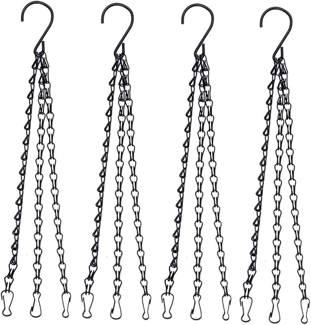 SIYI-XIU 4Pcs 58cm Hanging Chain Hook Hanging Chain with Clips Black Metal Hanging Basket Chains for Planters Bird Feeders Lanterns and Ornaments