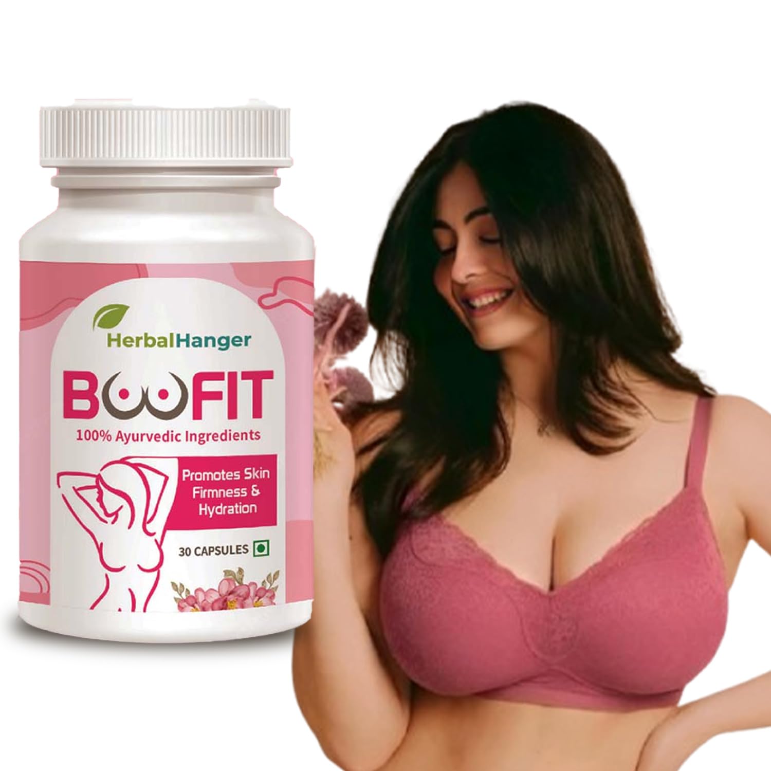 Herbal Hanger Boofit Natural Ayurvedic Br.ea.st Growwth Supple.ment | 30 Capsules | For Women's Health & Personal Caree
