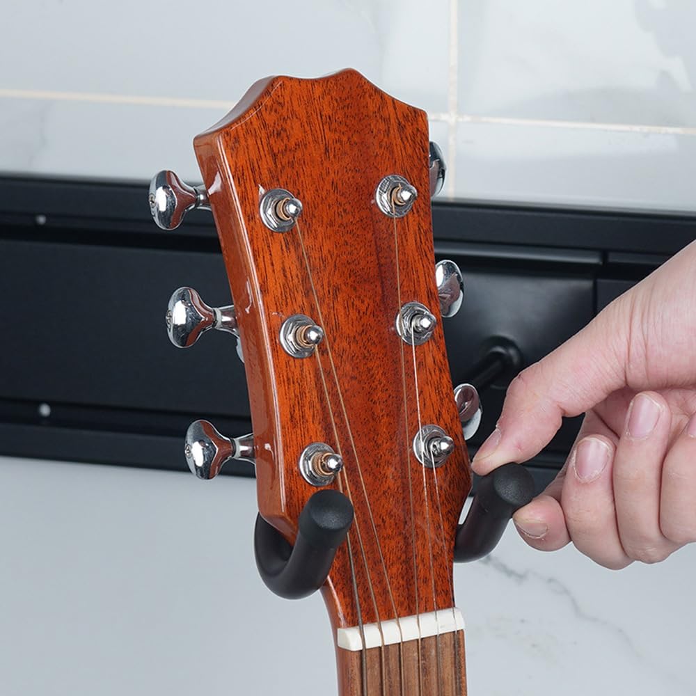 Soporte de pared para guitarra, soporte de pared para guitarras múltiples, soporte de pared para 5 guitarras, aleación de aluminio, posición de gancho ajustable, soporte de riel de pared de