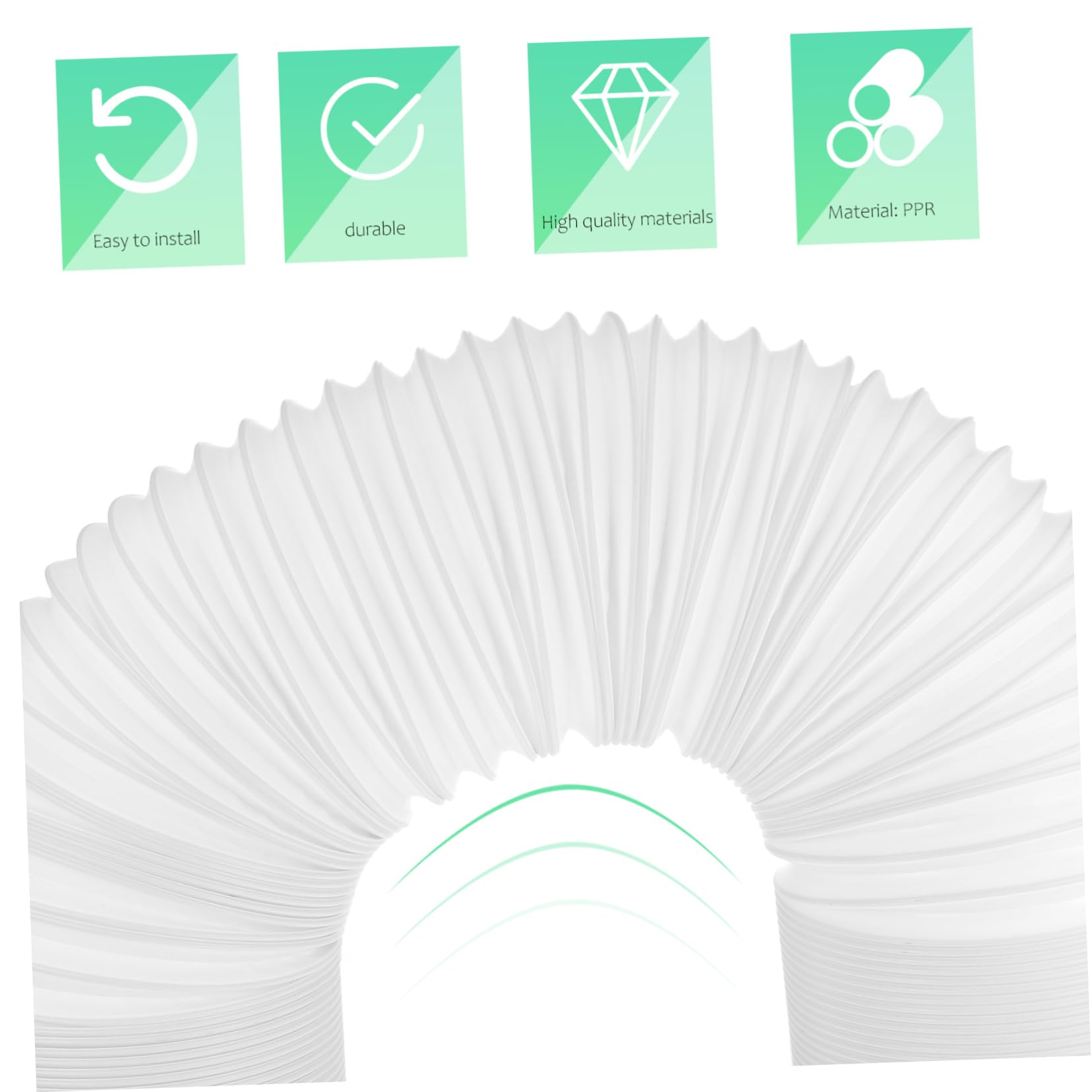 Alipis Tubo Flessibile Ppr per Condizionatore Portatile Bianco, 2 Metri, Facile da Installare da Conservare, Estremità Connettibili per Ventilazione Efficiente