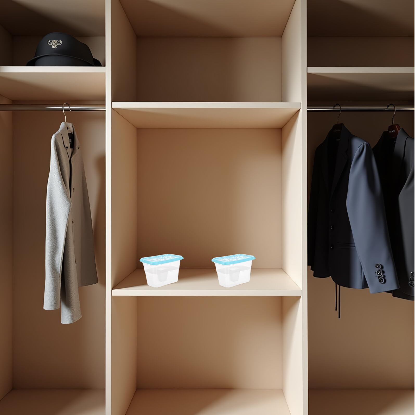 6piezas Caja Deshumidificadora Vacía de Plástico Contenedor Rellenable Tapa para Armarios Domésticos