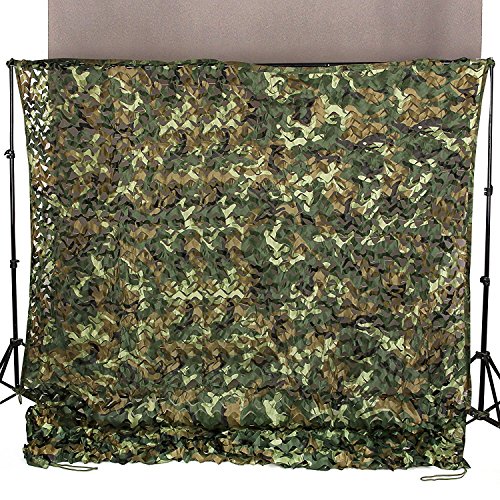 Ginsco Camo Netting, 6.5ft x 10ft 2m x 3m Woodland Camouflage Net for Hunting Blind Sunshade Camping Watching Hide Airsoft Shooting Military Theme Party Decorations Privacy Fence Screen