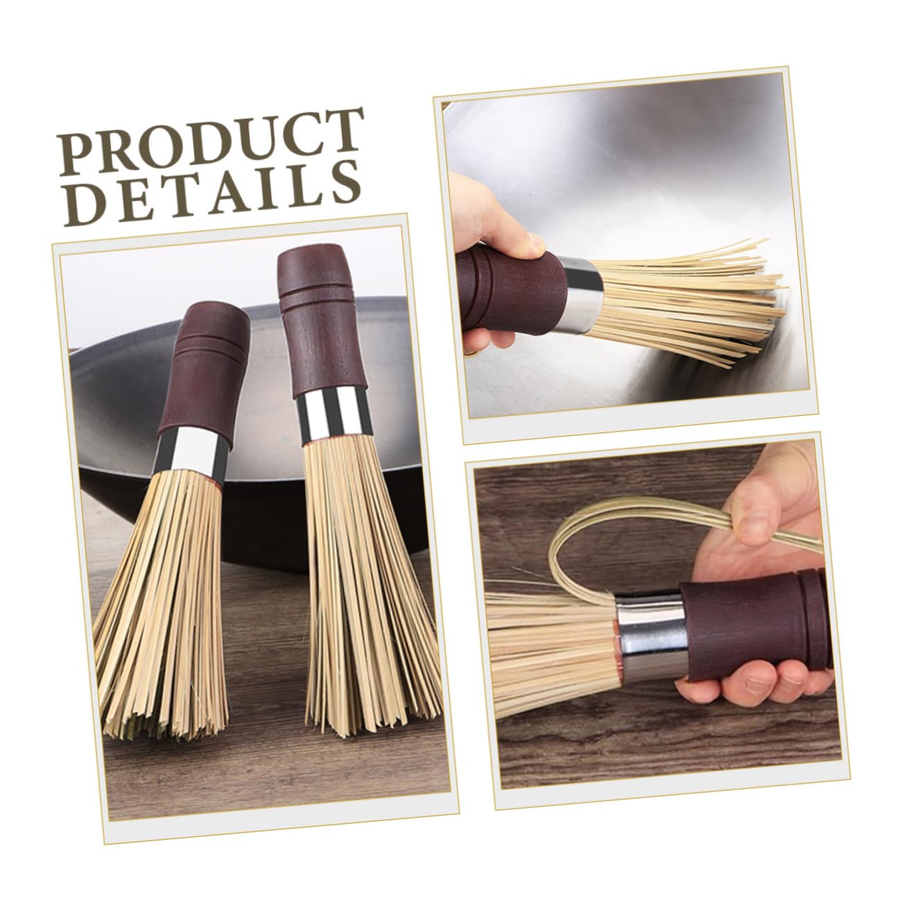 ERINGOGO 2sets High Density Bamboo Dish Cleaning Brush Handle Pot Pan Brush for Kitchen Household Cleaning 2pcs*2