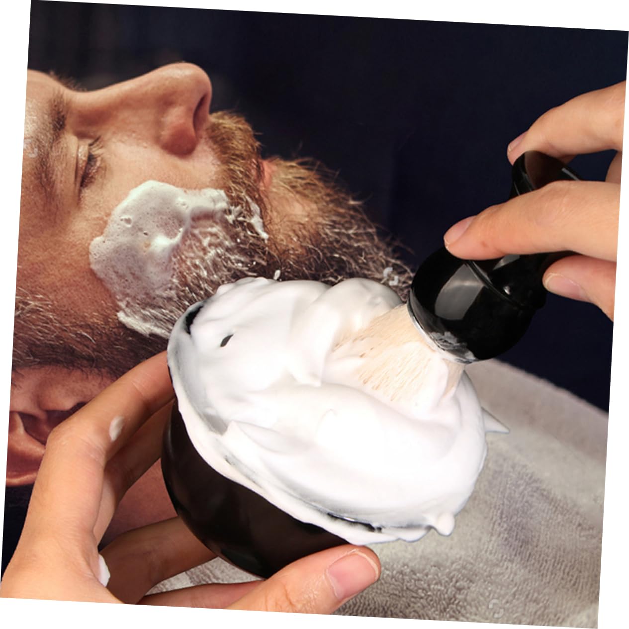 FOMIYES Men's Shave Kit Set Razor Brush Bowl Stand Manual Shaving Accessories for Grooming