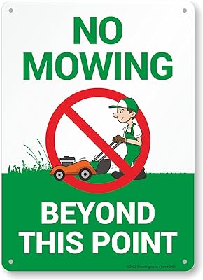 SmartSign 10 x 14 inch “No Mowing Beyond This Point†Metal Sign, 40 mil Laminated Rustproof Aluminum, Multicolor