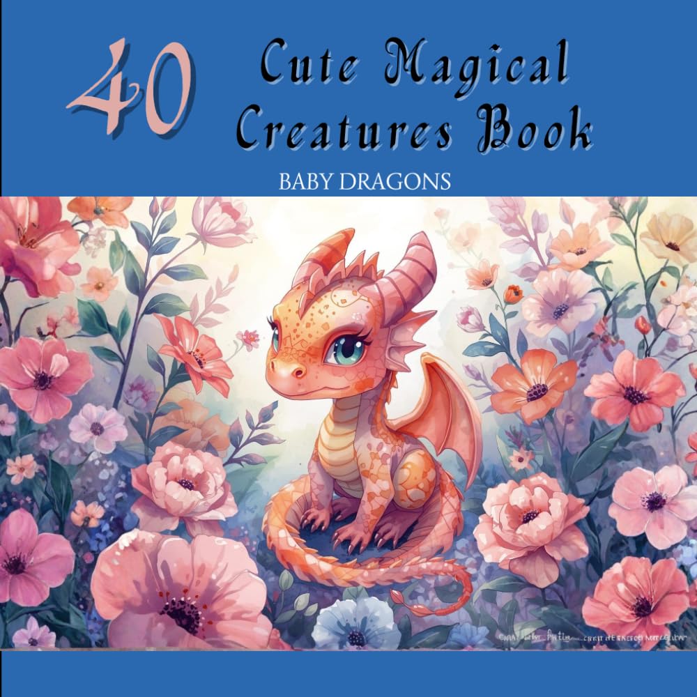 40 Cute Magical Creatures Book: Baby Dragons coloring book