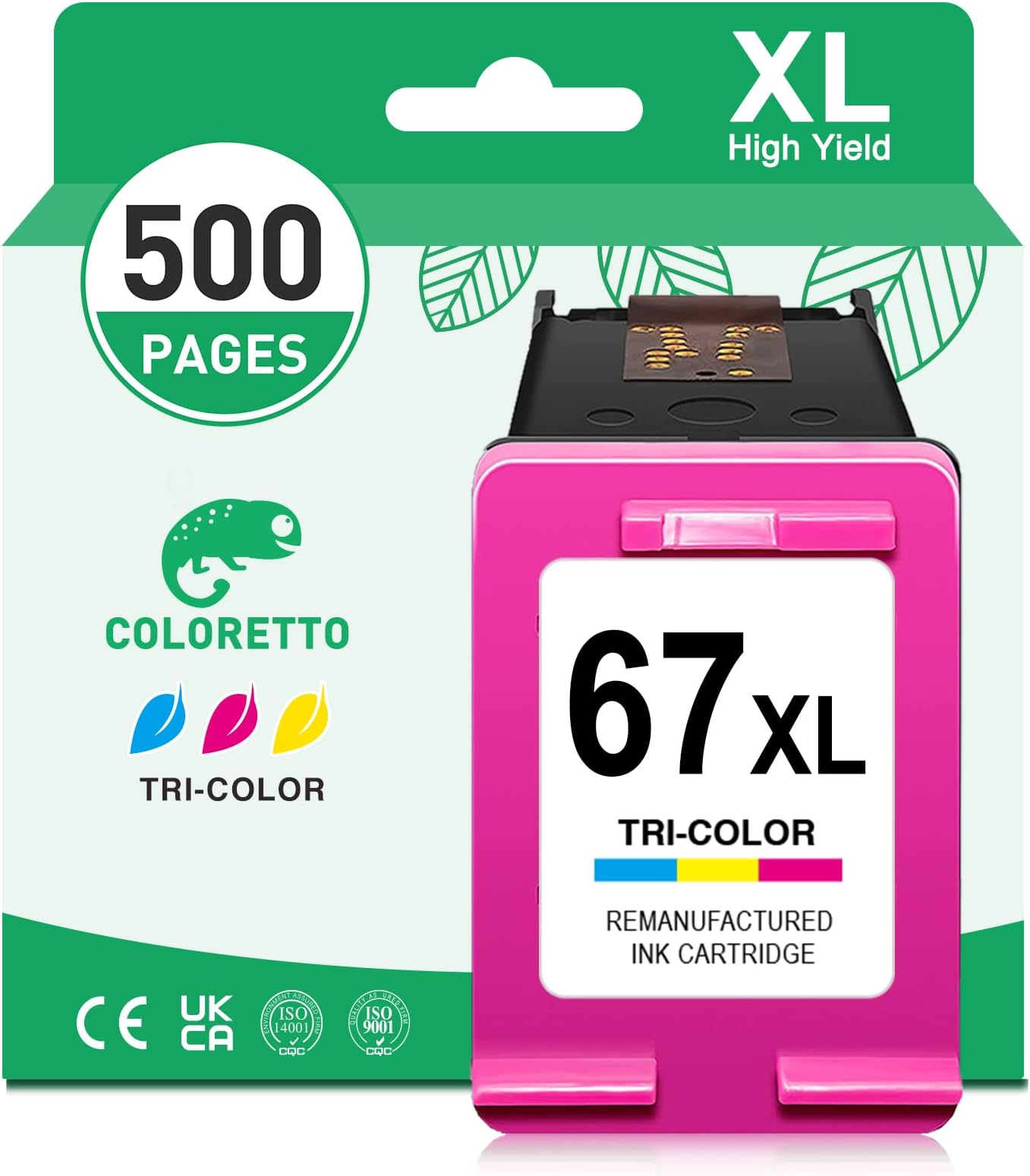 67XL Remanufactured Ink Cartridge 1 Colour for HP HP67xl DeskJet 2800e 2852e 2855e Envy 6052 6065e 6452e 6455e 6458e Printer for HP Ink 67 XL HP67
