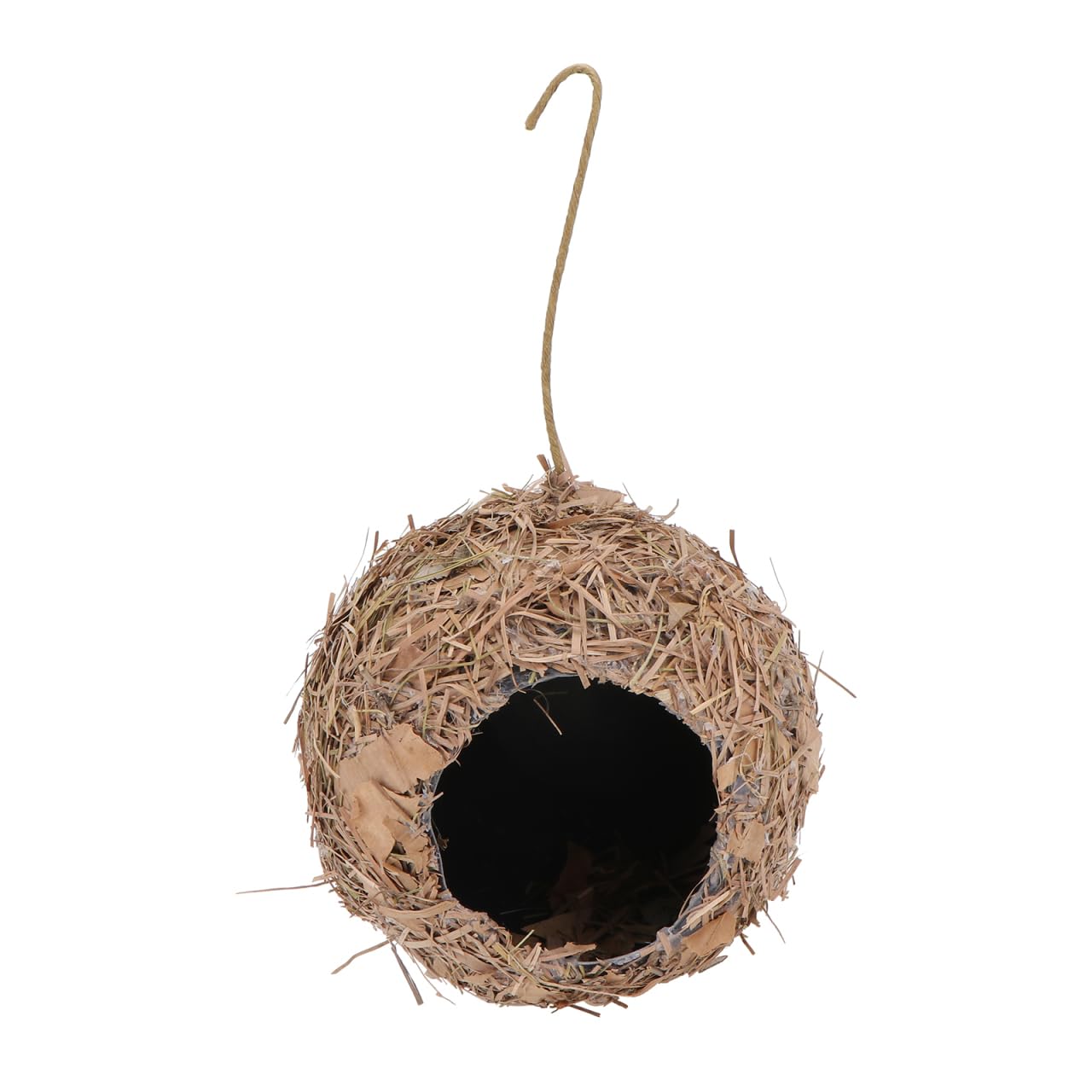 BESPORTBLE Hanging Straw Bird Nest, Outdoor Decorative Birdhouse for Garden, Micro Landscape Adornment, Safe Shelter for Birds, Coffee, 3.93 X 3.93 X 3.54 Inches