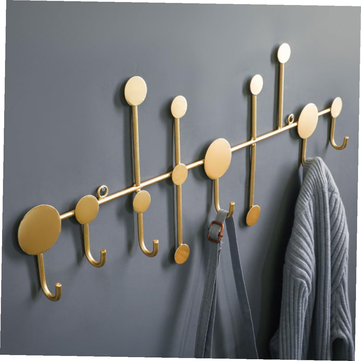 CHILDWEET Gancho para Perchas de Pared de Hierro Dorado 6 Ganchos