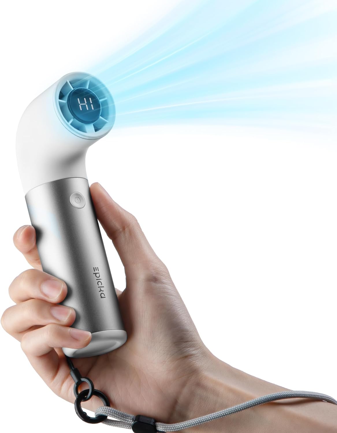 EPICKA TripCozy Portable Handheld Mini Fan, up to 21 Hours Rechargeable Personal Fan with 5000mAh Power Bank, 19000 RPM Turbo, 6 Speeds, Aluminum Body for Summer Travel Essentials, Camping, White