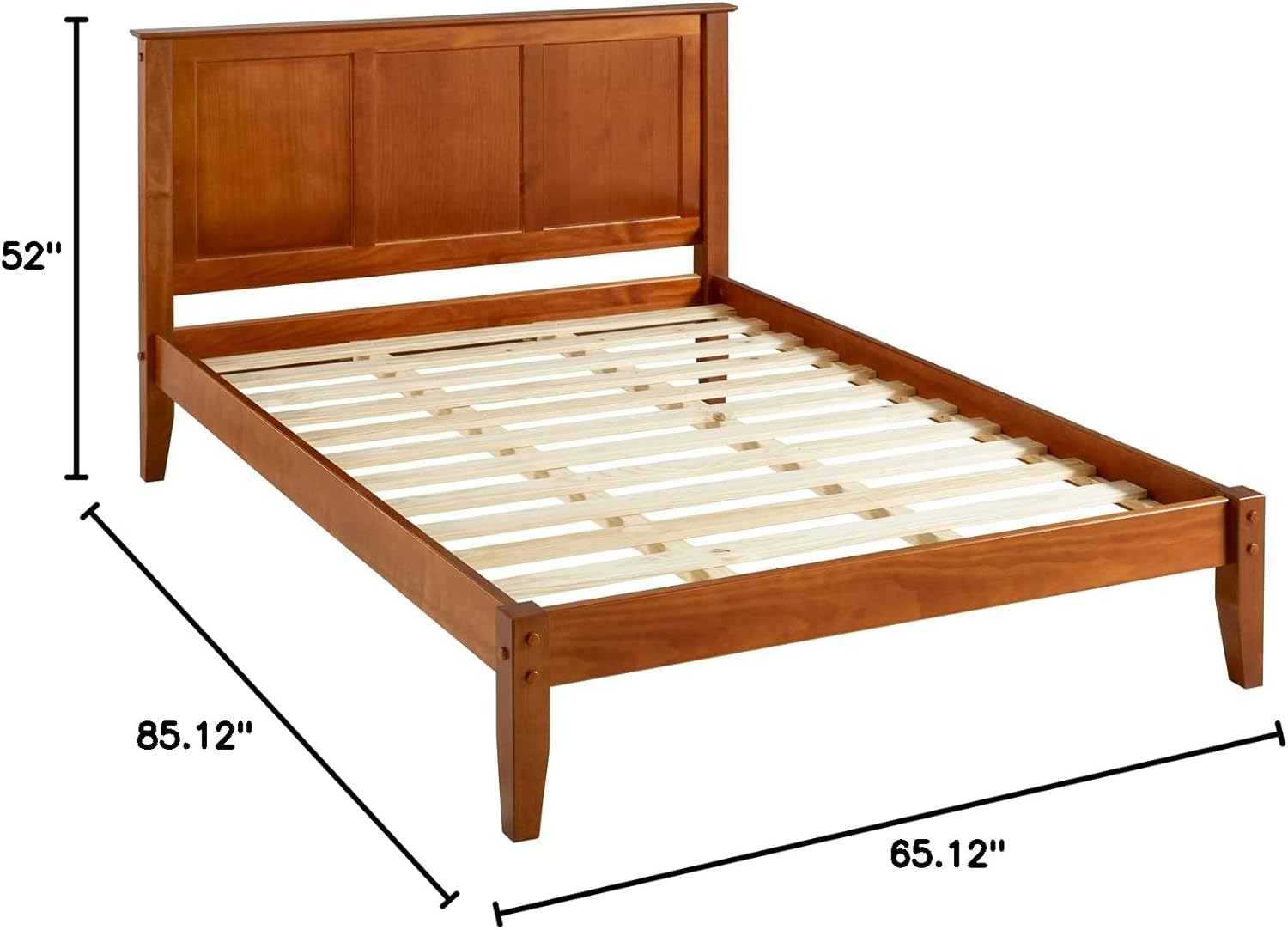 Camaflexi Shaker Style Platform Bed/Solid Wood/No Box Spring Needed/Mattress Foundation has 12 Wood Slats and Center Supports/Easy Assembly (Queen, Cherry)