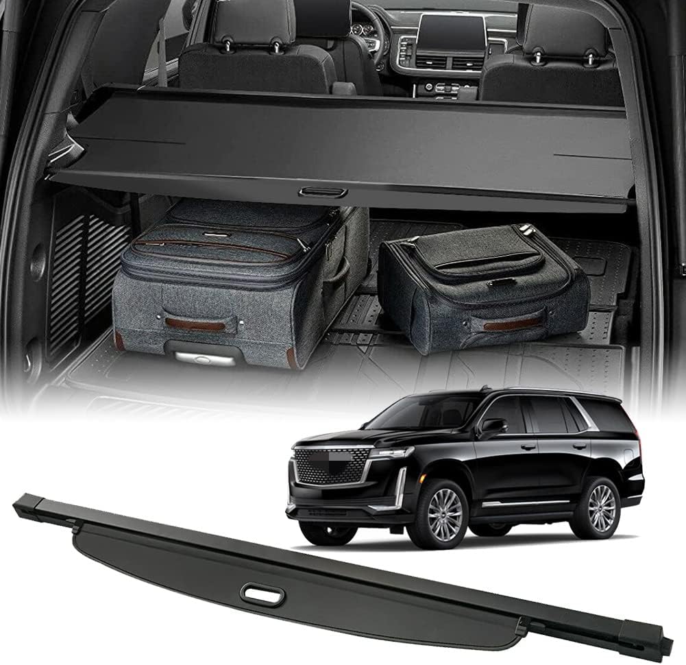 VeCarTech Compatible with 2023 2022 2021 Cadillac Escalade/Chevy Suburban/Tahoe/GMC Yukon,XL Cargo Security Shade Cover Privacy Screen Retractable Rear Storage Cargo Luggage Security Shield Shade (cargo shade cover)PVC