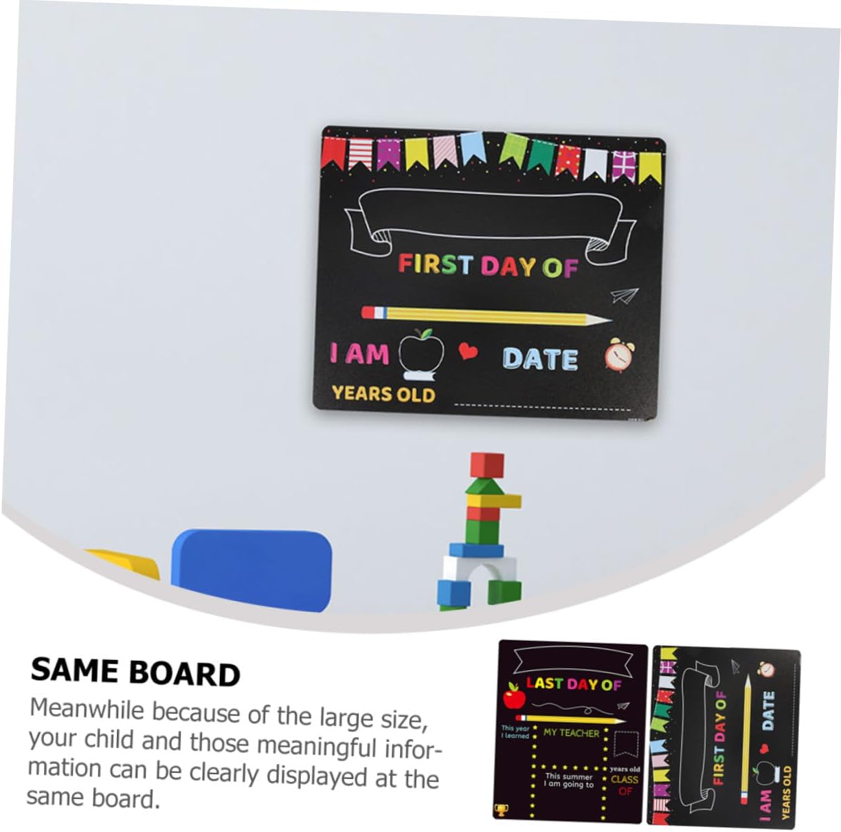 2pcs Chalkboard Writing Board for Kindergarten Preschool Classroom Use, PVC Erasable School Sign Message Board Suitable for Back-to-School and Photo Prop
