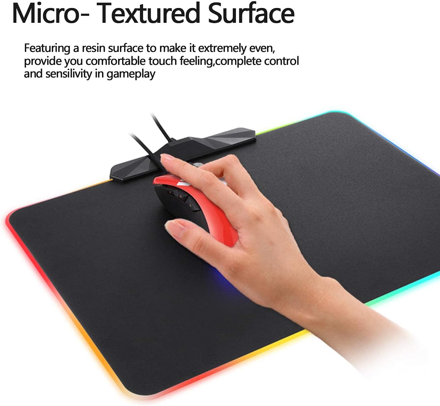 MOTOSPEED RGB Gaming Mouse Pad -LED Lighting Effects,Wired,Hard Surface Gamer Mouse Mat for Laptop Computer PC Games(13.8X9.8 Inch) - Image 3