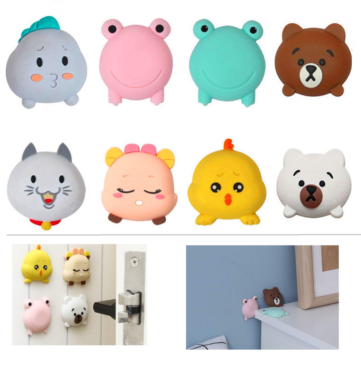 8 Pack Door Stopper Wall,Cartoon Crash pad,Buffer Dots, Mute Cushion, can be Used for Doors, Toilets, cabinets, desks, etc.Eight Mixed Packages.