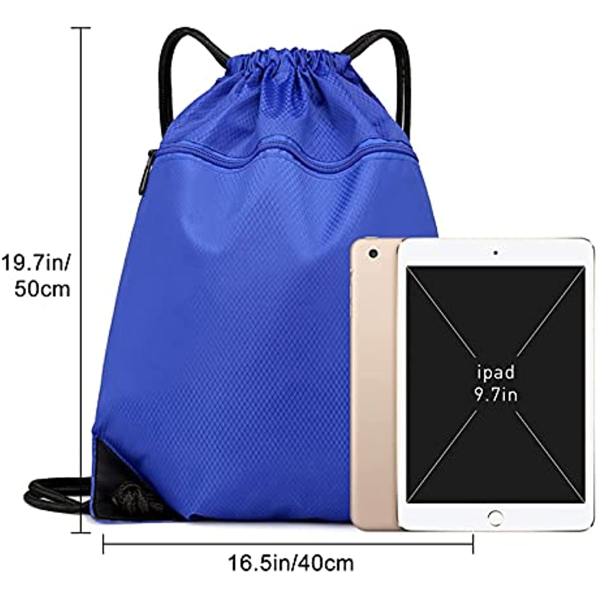 Didiseen Drawstring Bags PE Gym Backpack Unisex String Bag with Zipped Waterproof Oxford Cloth for Boys Girls Men Women School Gym - Image 2