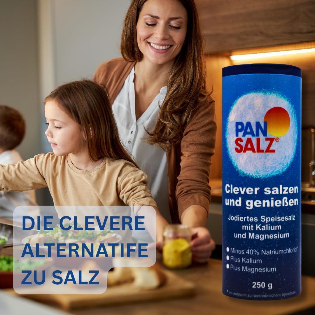 Pansalz 2x 250 g I jodiertes Speisesalz mit Kalium und Magnesium I Mineralsalzmischung I Herzgesundheit I weniger Natrium I Spar-Set plus Pharma Perle give-away