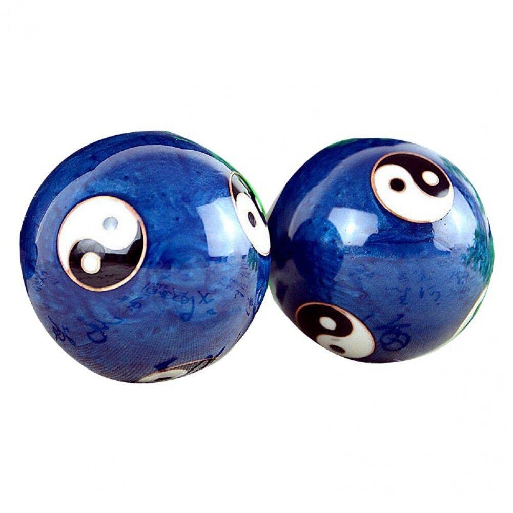 Hrippy Blue Exercise Baoding Balls 2Pcs Chinese Hand Balls With Yin Yang Symbol Cloisonné Finger Health Balls Treatment Ball Massager