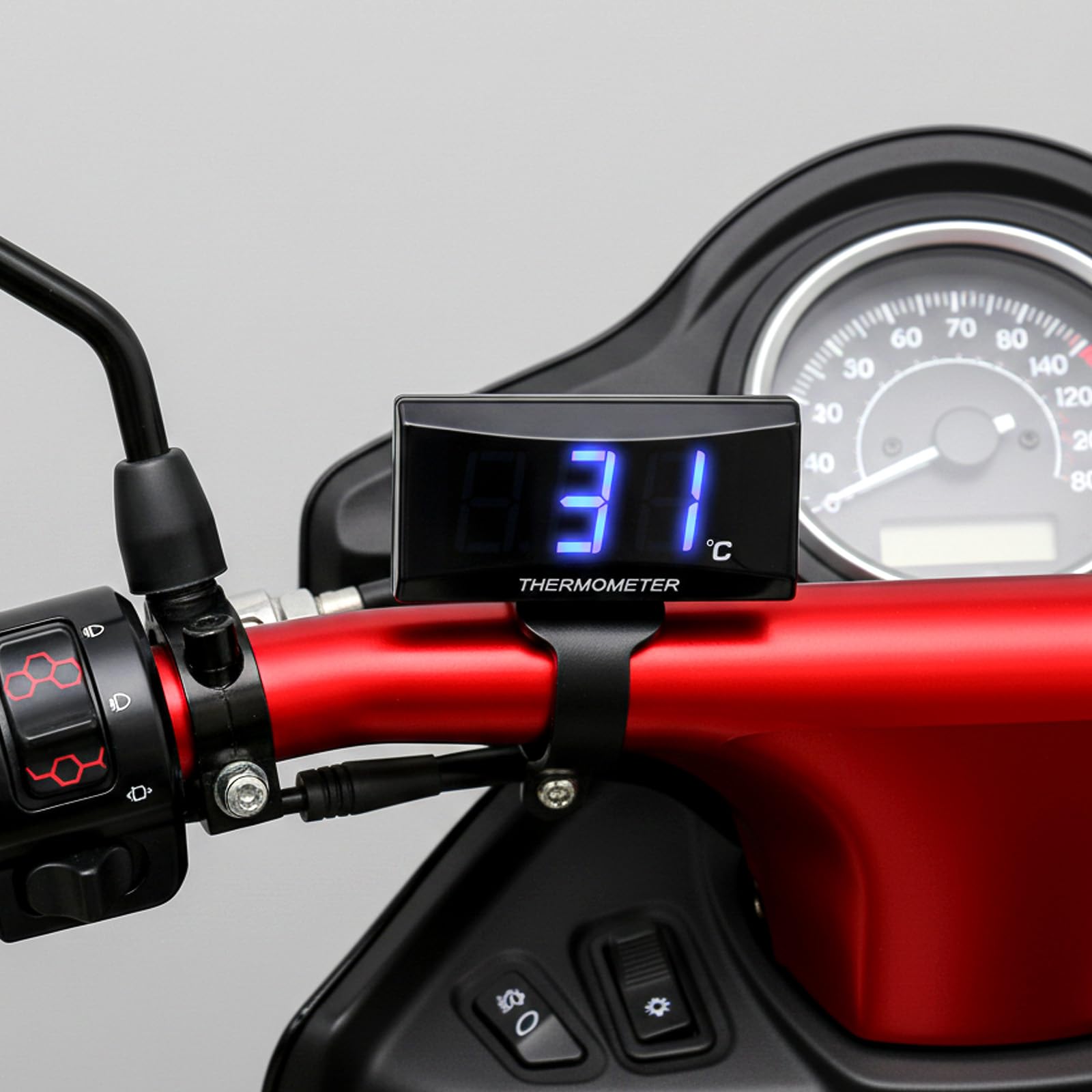 Baceyong Thermomètre numérique universel DC 12 V pour moto et scooter, jauge de température de l'eau 0-120 ℃ pour course Thermometre pour scooter 50 cc avec capteur de température à Filetage M10