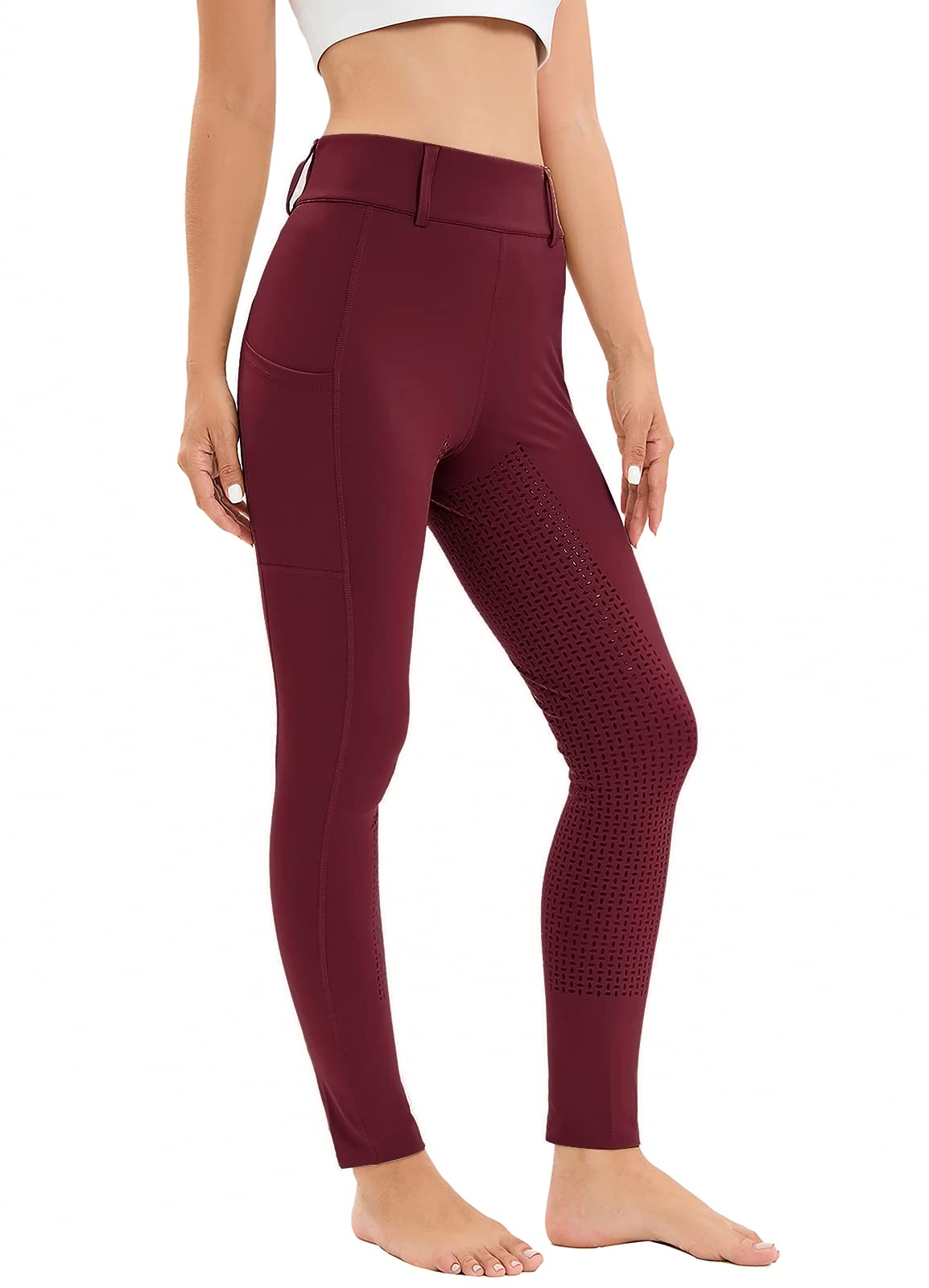 Legging d'équitation pour femme avec poche pour téléphone portable, taille haute, stretch, avec passants de ceinture