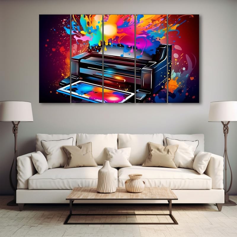 Image of The Castle Decor Abstract art painting with frame Big Size 36x60 Wall art for living room,Bedroom,Drawing room,Hotels-Wooden Framed-339