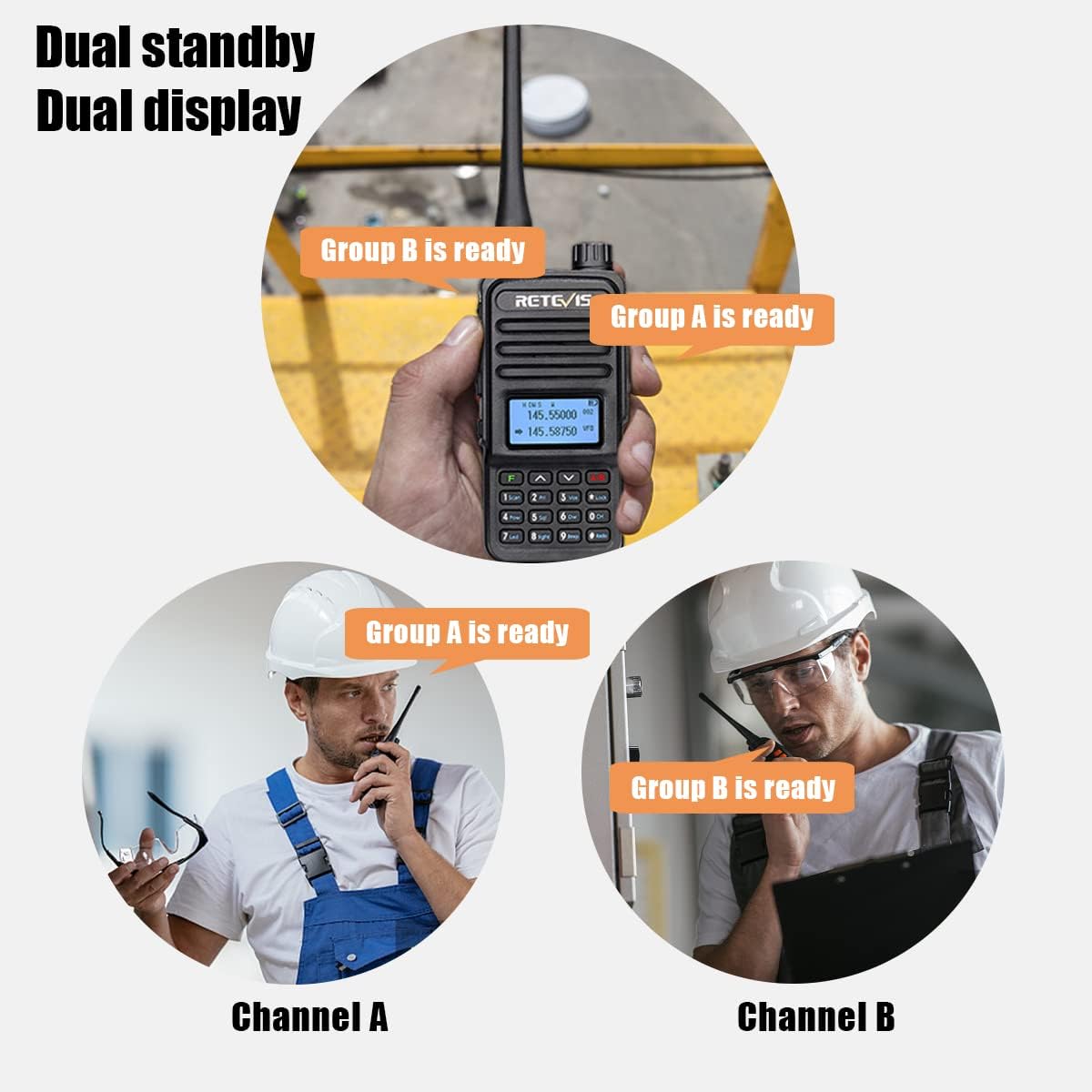 Retevis RT85 Dual Band Two Way Radios (6 Pack) with Speaker Mic(4 Pack)