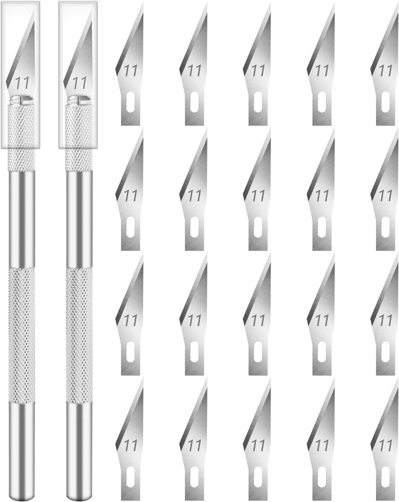 2 Pack Carving Craft Knife, Precision Art Knife Hobby Knife for Fondant Crafts Leather, Exact Knife Set with Extra 20 Blades (Sliver)
