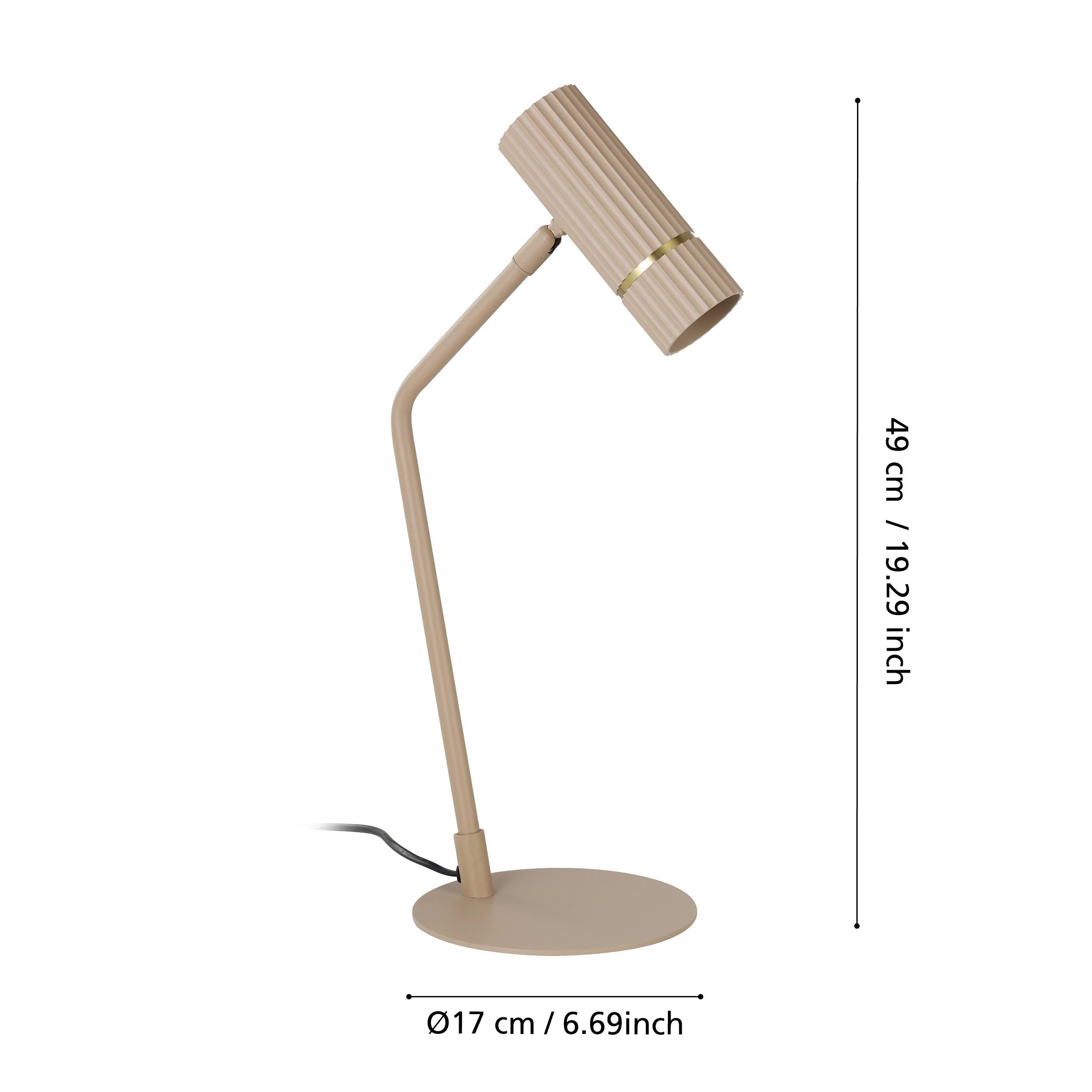 EGLO LED Tischlampe Caminia, Nachttischlampe mit Spot | Tischleuchte für Wohnzimmer und Schlafzimmer aus Metall in Beige und Gold, GU10-Leuchtmittel, warmweiß
