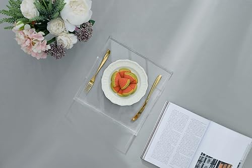 Miniatura 5 de BEYLANG Bandeja de acrílico transparente resistente con asas, 12 x 12 pulgadas, para servir café, aperitivo, desayuno, mayordomo, bandeja para