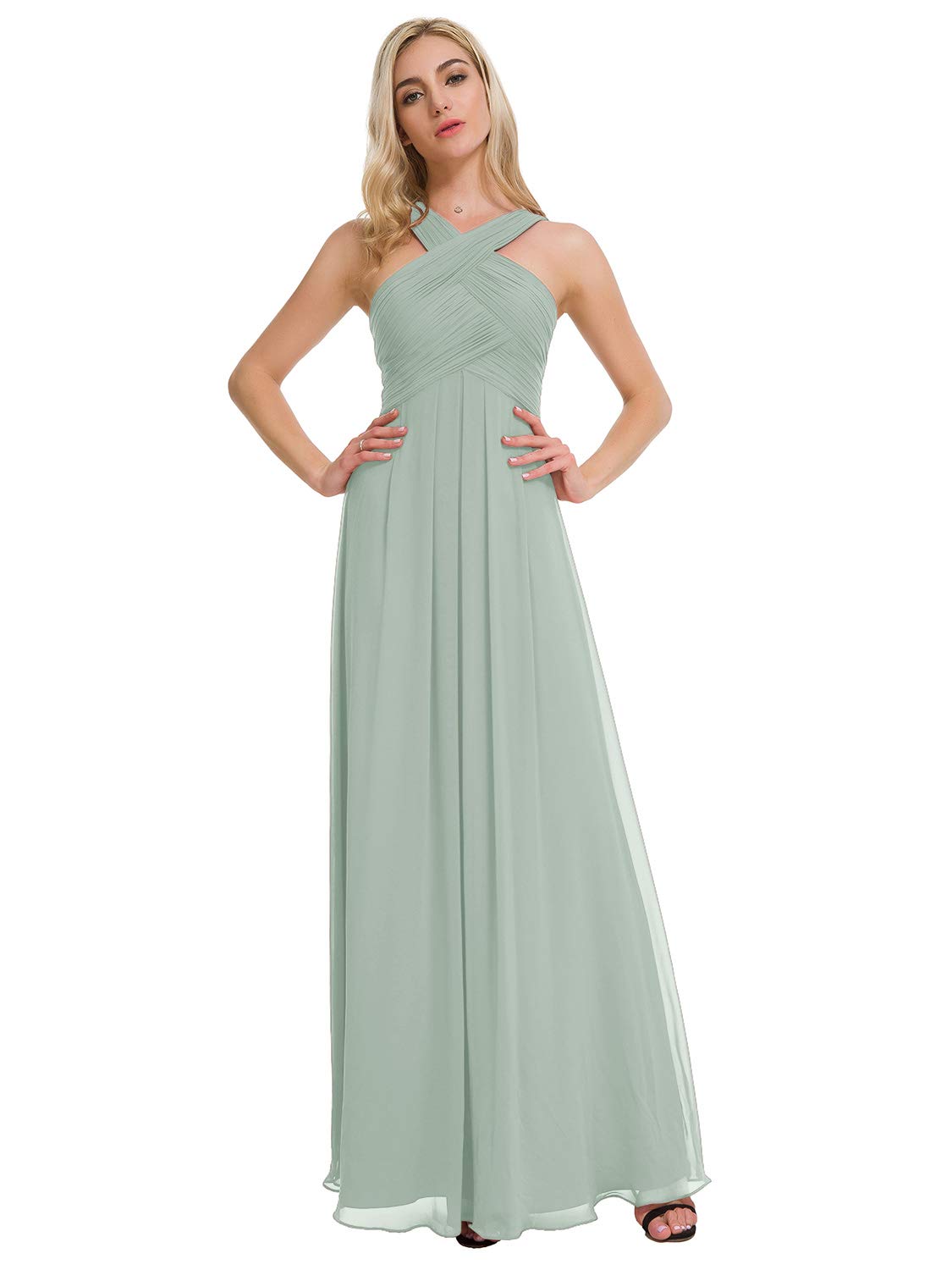 crisscross high neck bridesmaid dress Ever-Pretty Sweetheart Draped Backless Chiffon Budget Bridesmaid Dress main image 1