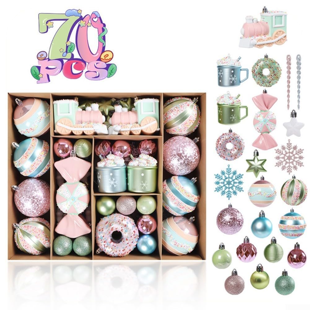 Boules de Noël en PET durable style macaron, parures haut de gamme pour décoration de fête