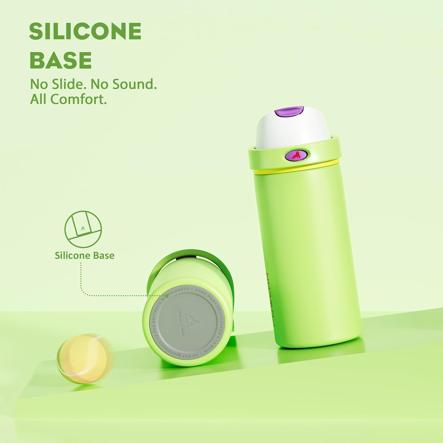 POWCAN 18 oz Insulated Water Bottle: 2-in-1 Push-Button Spout & Quick-Flip Straw, Leakproof, Cold 24Hrs, Lockable, Fits Car Cup Holder, Stainless Steel Cup for Sports, Travel, Daily Use (Scare School) - Image 6